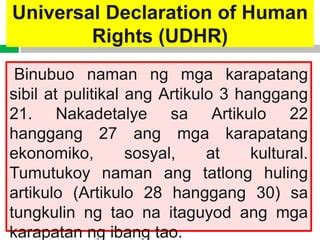 katipunan ng mga karapatan|Universal Declaration of Human Rights .
